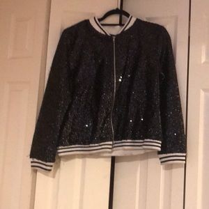 Sequin black Zip up sweater